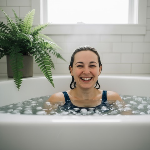 Une femme dans un bain froid